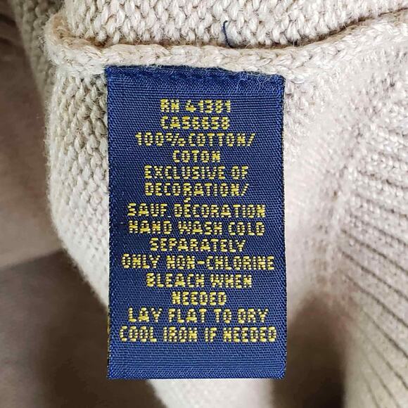 Polo Ralph Lauren Sweater Mens Henley Beige Size XL Chunky Knit Preppy Neutral - Picture 9 of 10